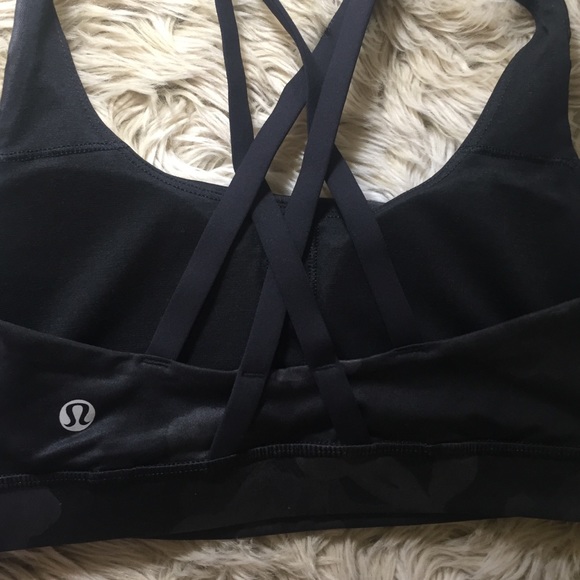 Lululemon gray black floral sports bra 4 - Picture 6 of 8